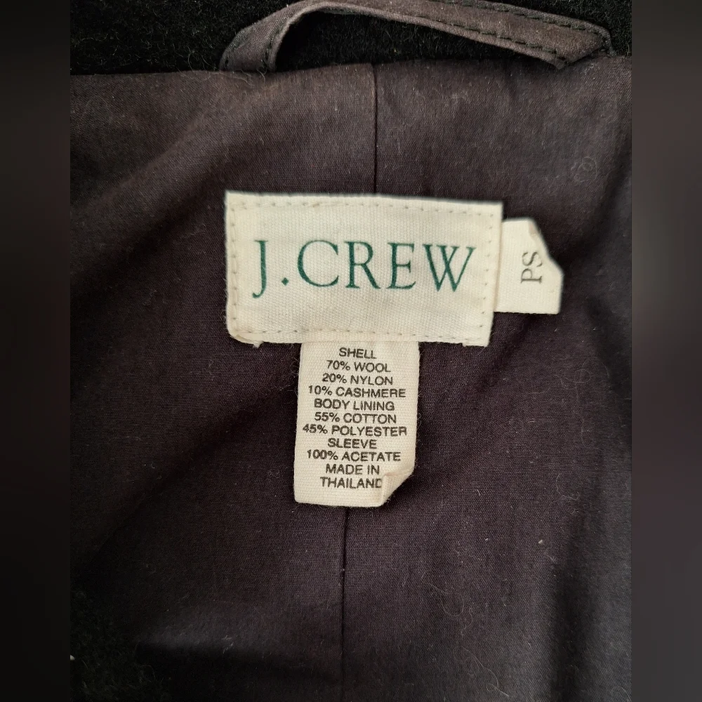 Vintage J. Crew Wool Pea Coat Black Single Breasted Preppy Academia Womens PS - Picture 13 of 13